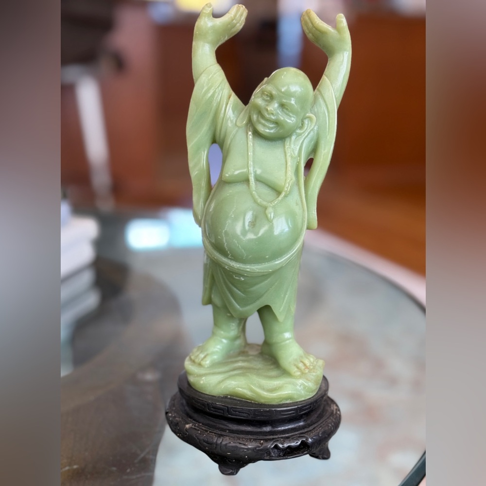 Green Laughing Buddha Sculpture -A. Santini- Italy